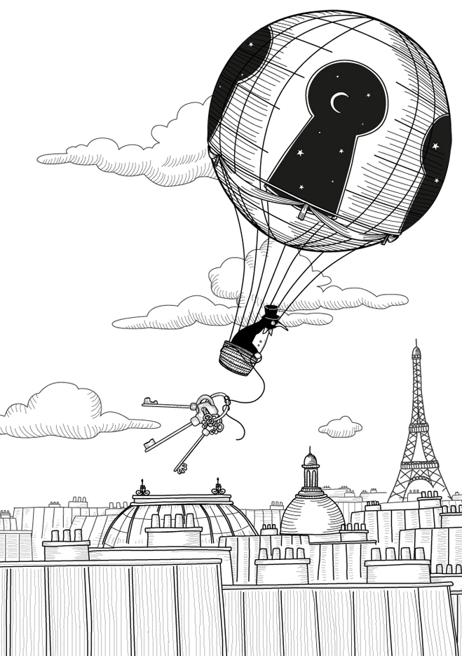 Clé Privée, hôtel, pingouin et concierge de luxe, dessin Aurélie Castex