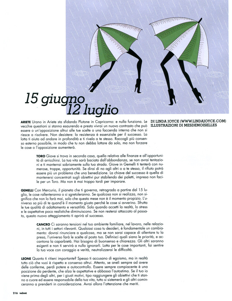 Horoscope Velvet magazine illustration Mesdemoiselles