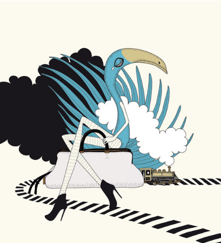 magazine fashion serie animaux vuitton, burberry, st laurent, hermes illustré par Aurélie Castex